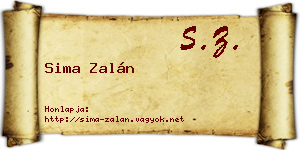 Sima Zalán névjegykártya